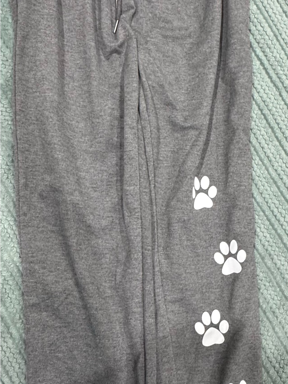 Grey Sweatpants with White Paw Prints
